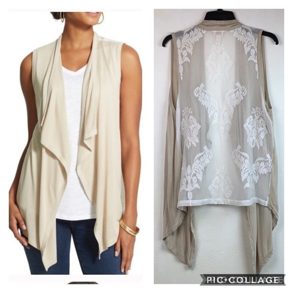 Chico’s embroidered chiffon & knit front vest S - Picture 1 of 7